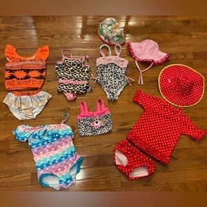 Lot 24mos-2T girls bathing suits / sun hats